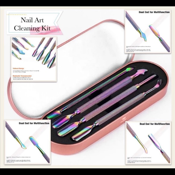 Pink Dazzle Four Piece Nail Pusher Set - Picture 1 of 5